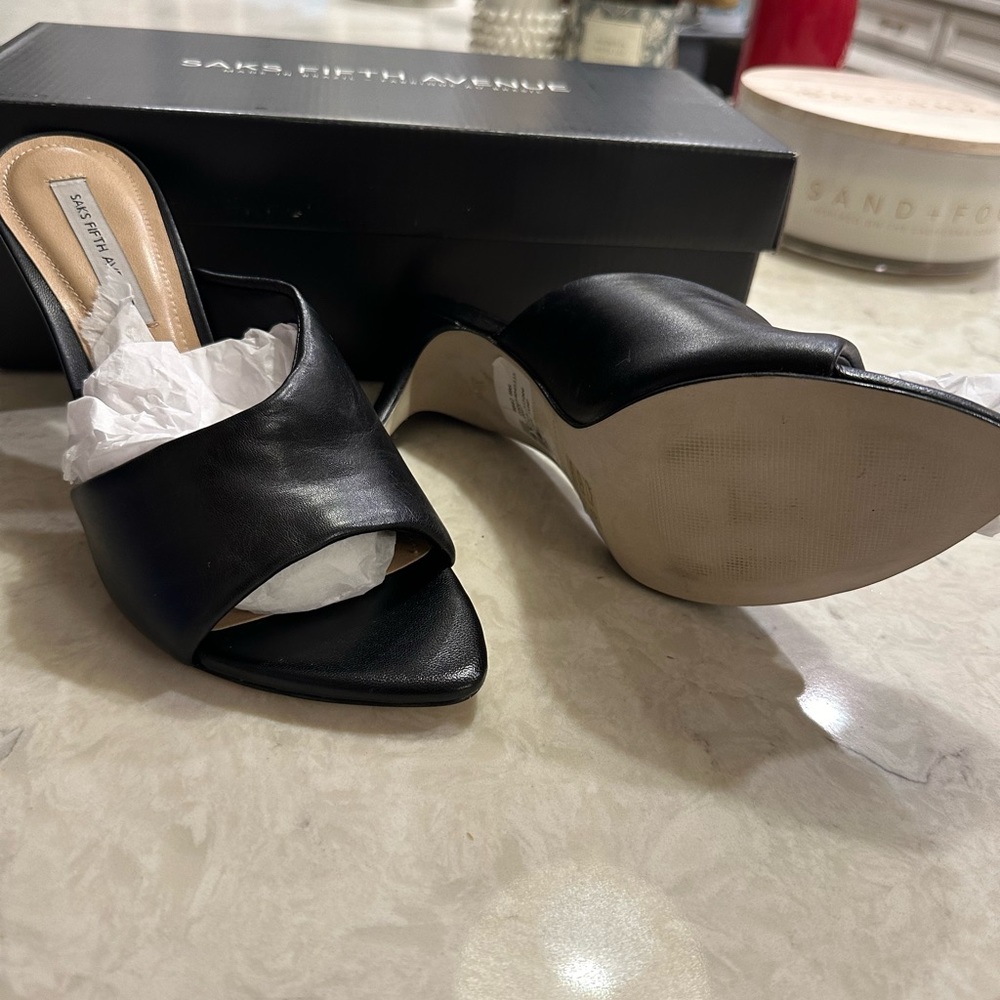 Saks Fifth Avenue Leather Mules - Picture 2 of 6